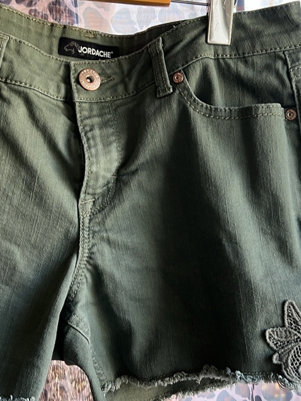 Jordache Dark Olive Green Denim Cutoff Shorts